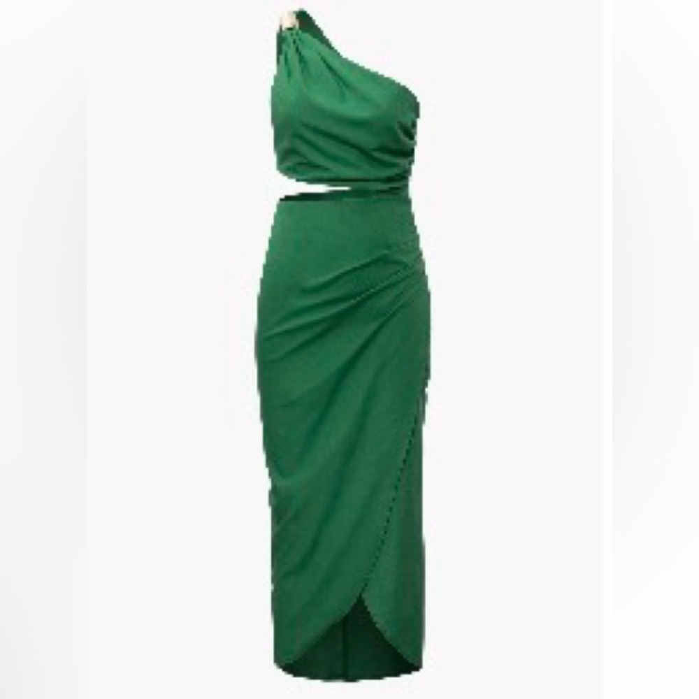 Micas Linen Green Women's Cut Out One Shoulder Dress Never Worn Size L